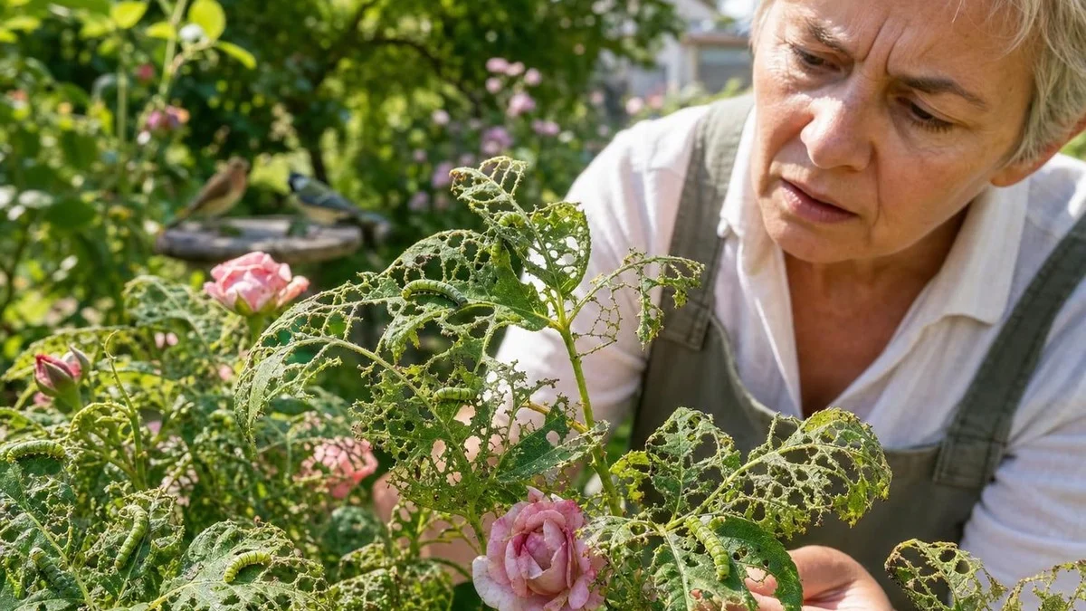Rozenstruiken: rupsen die bladeren als kant achterlaten en eenvoudige ingrepen om de bloei in het voorjaar te redden